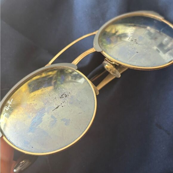 Ray-Ban RB3546 sunglasses aviator logo mirror lens eyewear gold frame glasses - Picture 8 of 10